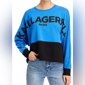 Karl Lagerfeld Paris Color Block Logo Sweatshirt. Size M
